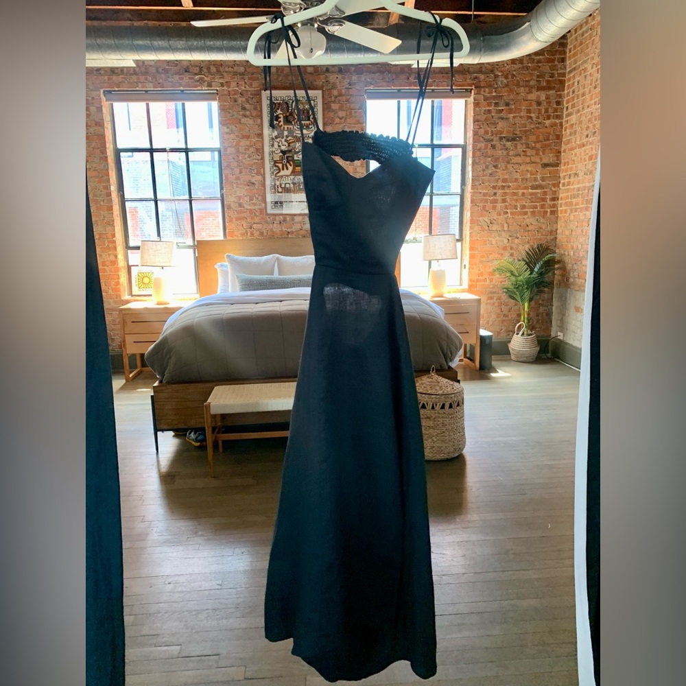 Black Reformation Dress 100% Linen